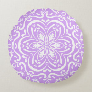 Lavender Mandala Rundes Kissen