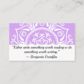 Lavender Mandala Visitenkarte (Rückseite)