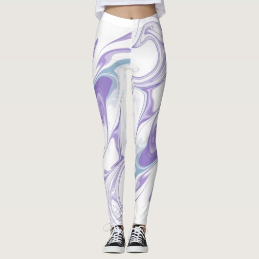 Lavender Marble Dream Leggings - Abstrakt Fluid Ar (Vorderseite)