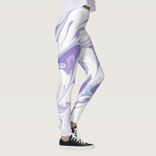 Lavender Marble Dream Leggings - Abstrakt Fluid Ar (Rechts)