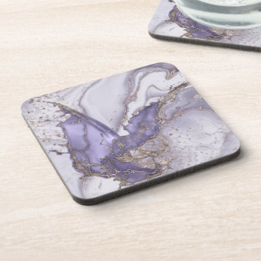 Lavender Marble Splash Getränkeuntersetzer (Linke Seite)