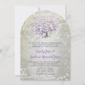 Lavender Märchenleuchten und Stars Hochzeit Einladung (Vorderseite)