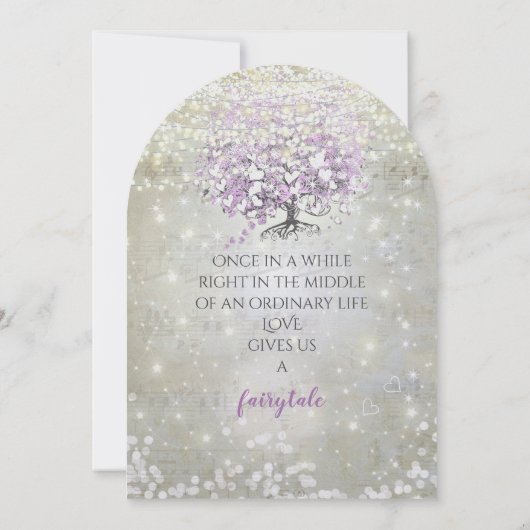 Lavender Märchenleuchten und Stars Hochzeit Einladung (Rückseite)