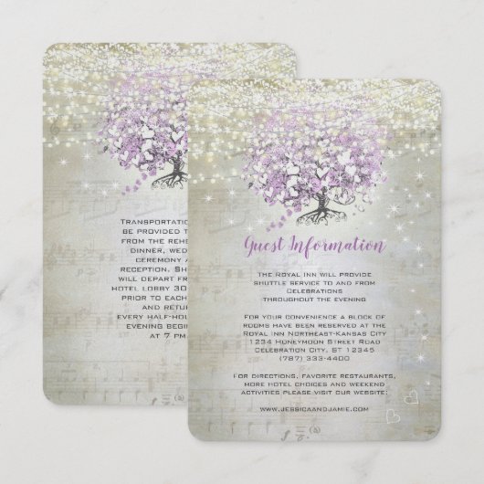 Lavender Märchenleuchten und Stars Hochzeit Einladung (Vorne/Hinten)