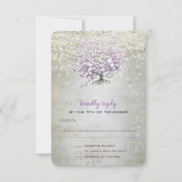 Lavender Märchenleuchten und Stars Hochzeit RSVP Karte