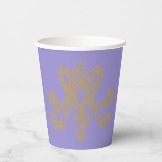 Lavender Marie Antoinette Monogram Pappbecher (Vorderseite)