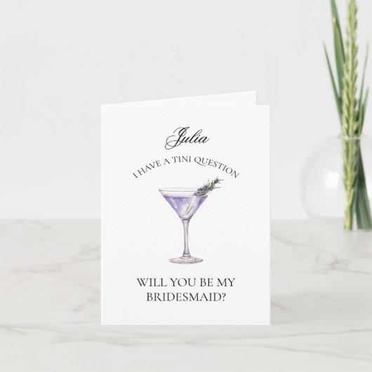 Lavender Martini wird meine Bridesmaid-Karte sein Einladung (Vorderseite)