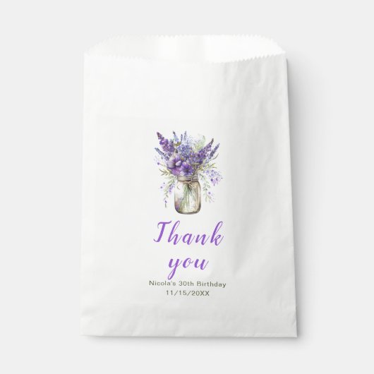 Lavender Mason Jar Birthday Geschenktütchen (Vorderseite)