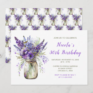 Lavender Mason Jar Birthday Party Einladung