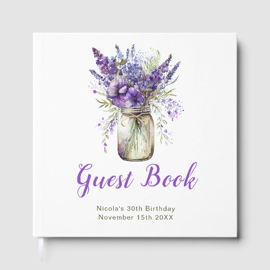 Lavender Mason Jar Birthday Party Gästebuch (Vorderseite)