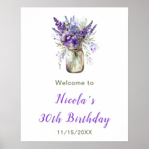 Lavender Mason Jar Birthday Willkommen Poster