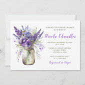 Lavender Mason Jar Brautparty Einladung (Vorderseite)