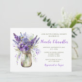 Lavender Mason Jar Brautparty Einladung (Stehend Vorderseite)