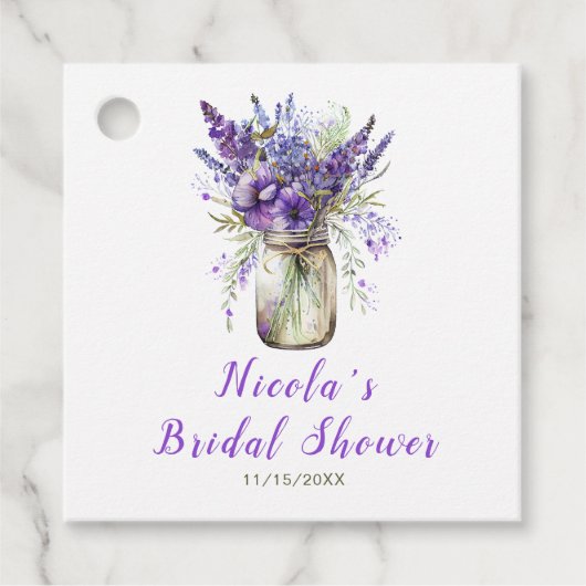 Lavender Mason Jar Brautparty Geschenkanhänger (Vorderseite)