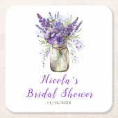 Lavender Mason Jar Brautparty Rechteckiger Pappuntersetzer (Vorderseite)