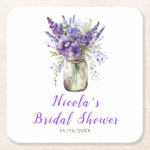 Lavender Mason Jar Brautparty Rechteckiger Pappuntersetzer