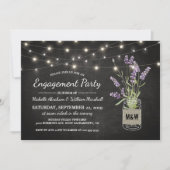 Lavender Mason Jar Lights Rustikale Engagement Par Einladung (Vorderseite)