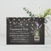 Lavender Mason Jar Lights Rustikale Engagement Par Einladung (Stehend Vorderseite)