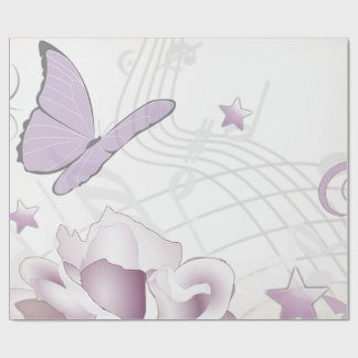 Lavender-Mauve & Beige Vintager alter Schmetterlin Geschenkpapier