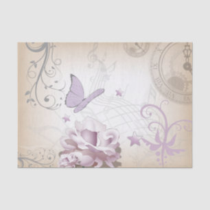Lavender-Mauve & Beige Vintager alter Schmetterlin Seidenpapier
