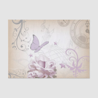 Lavender-Mauve & Beige Vintager alter Schmetterlin Seidenpapier