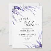 Lavender Mauve Floral Lilac Lila Save the Date Einladung (Vorderseite)