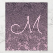 Lavender Mauve Lila Wedding Reception Monogram Weinetikett (Einzelnes Label)