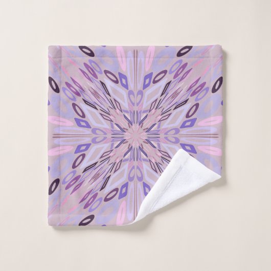 Lavender Mauve Pink Lila Geometrie Abstrakte Kunst Badhandtuch Set (Waschlappen)