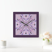 Lavender Mauve Pink Lila Geometrie Abstrakte Kunst Quadratische Wanduhr (Zuhause)