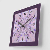 Lavender Mauve Pink Lila Geometrie Abstrakte Kunst Quadratische Wanduhr (Winkel)