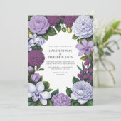 Lavender, Mauve & Plum Floral Wedding Einladung (Stehend Vorderseite)