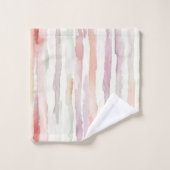 Lavender Melon Pink White Stripes Badhandtuch Set (Waschlappen)