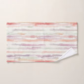 Lavender Melon Pink White Stripes Badhandtuch Set (Handtuch)