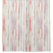 Lavender Melon Pink White Stripes Duschvorhang (Vorderseite)