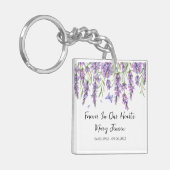 Lavender Memorial Funeral Photo Keychain Schlüsselanhänger (Vorderseite links)