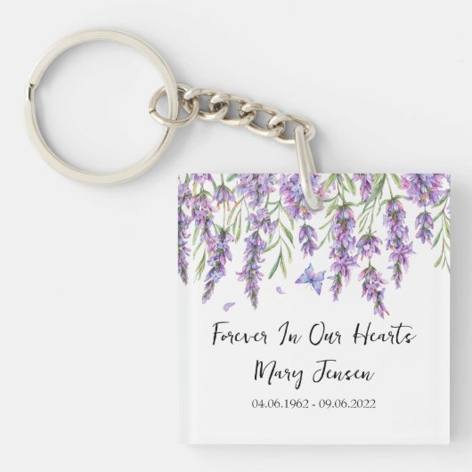 Lavender Memorial Funeral Photo Keychain Schlüsselanhänger (Vorderseite)