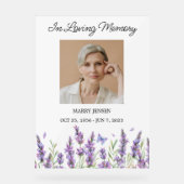 Lavender Memorial Photo Funeral Acrylschild (Vorderseite)