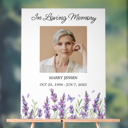 Lavender Memorial Photo Funeral Acrylschild (Neutral)