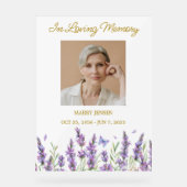 Lavender Memorial Photo Funeral Acrylschild (Vorderseite)