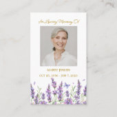Lavender Memorial Photo Funeral Prayer Card Visitenkarte (Vorderseite)