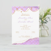 Lavender Mermaid Gold Wedding Invitation Einladung (Stehend Vorderseite)