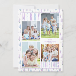Lavender MERRY CHRISTMAS Foto Collage Trees Feiertagskarte