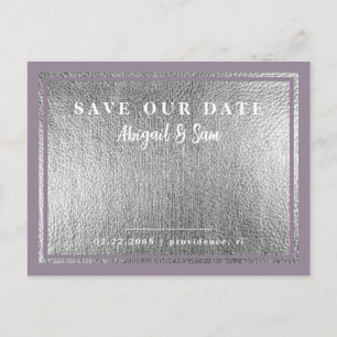 Lavender Metallic Silver Wedding Rettete unser Dat Postkarte