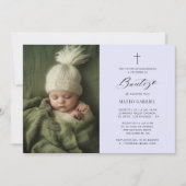 Lavender mexikanische Invitacion De Bautizo Foto Einladung (Vorderseite)