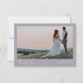 Lavender Minimalistisch 2 Foto Calligrafy Wedding Dankeskarte (Vorderseite)