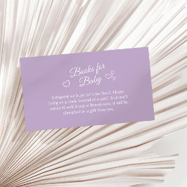 Lavender Minimalistisch Baby Shower Books Begleitkarte