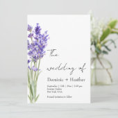 Lavender Minimalistisch Elegance Wedding Einladung (Stehend Vorderseite)