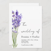 Lavender Minimalistisch Elegance Wedding Einladung (Vorne/Hinten)