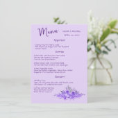 Lavender minimalistisch elegante Hochzeitsmenü Menükarte (Stehend Vorderseite)