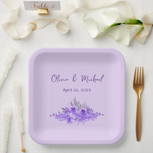 Lavender minimalistisch elegante Hochzeitspapier-T Pappteller (Hochzeit)